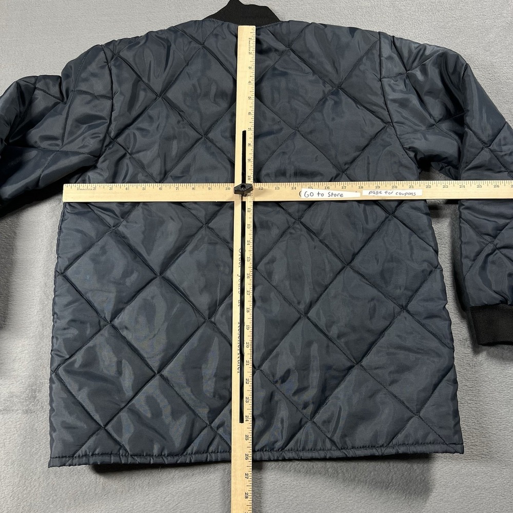 VTG K Brand Cooler Jacket Mens S Blue 80s Quilted Bomber Penguin Patch USA Made - Picture 7 of 10